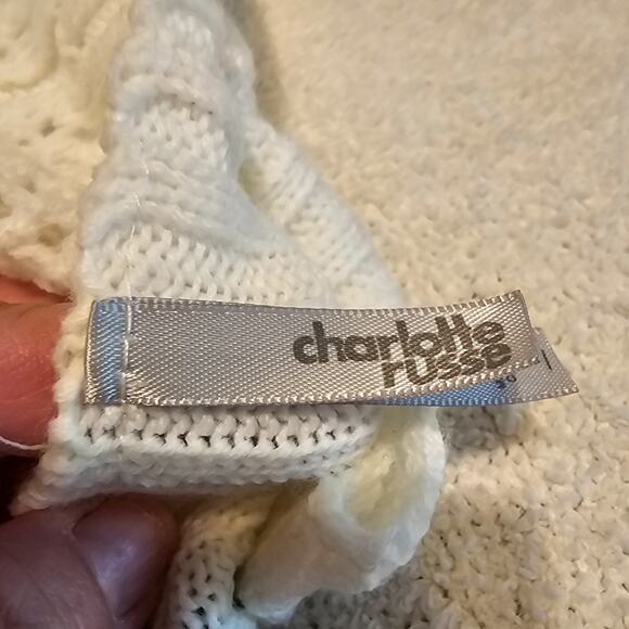 Charlotte Russe White Open Knit Button Front Convertible Shrug Wrap Sweater - Picture 5 of 6